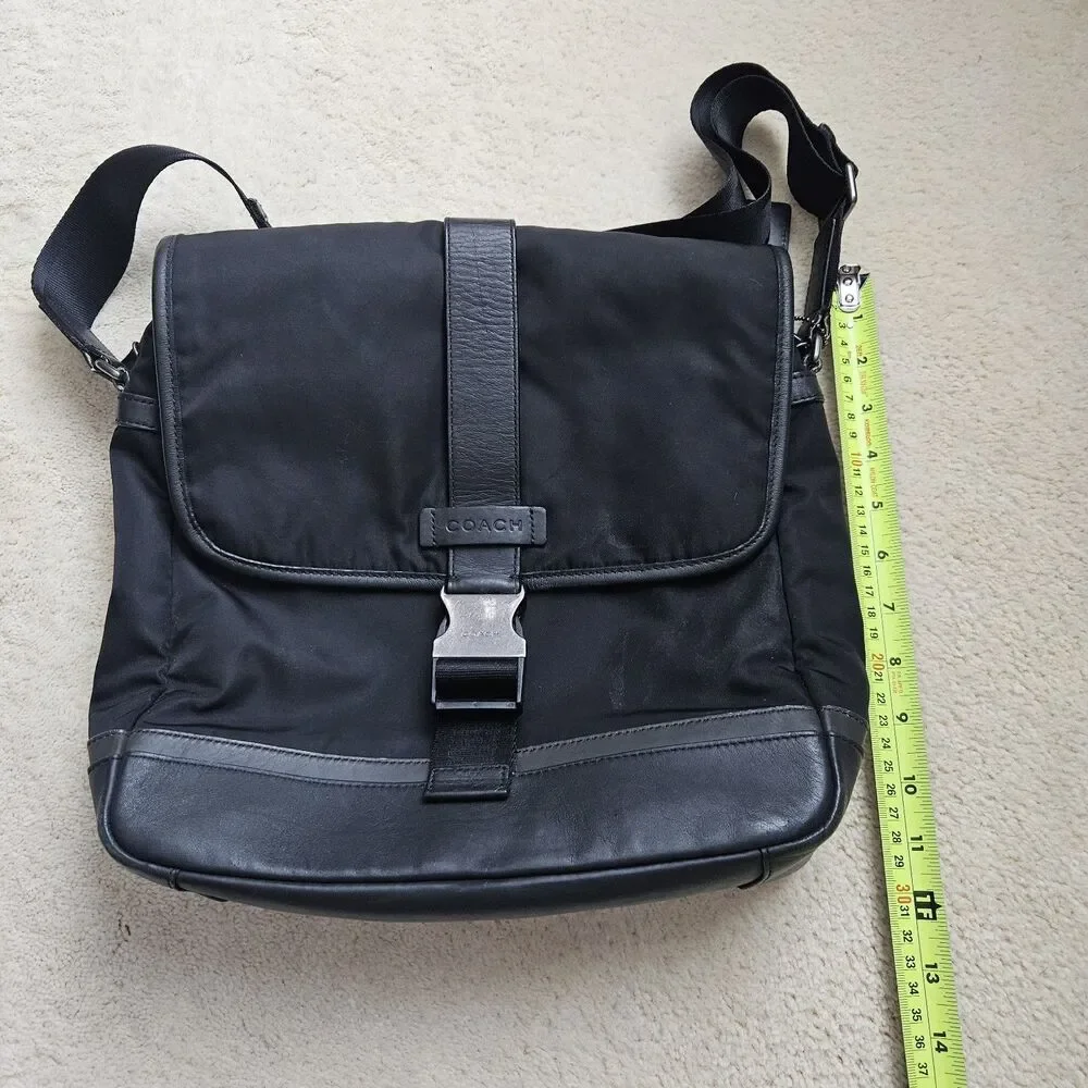 Vintage Coach Black Nylon & Leather Trim Messenger Bag - Picture 6 of 16